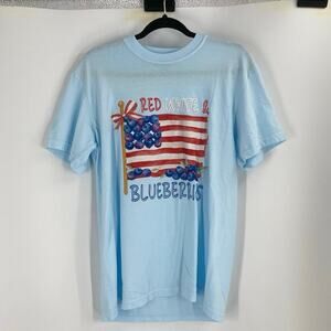 Comfort Colors Red White Blueberries Charlie Kirk Graphic Tee Medium NEW